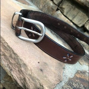 Brown Leather Flower Belt